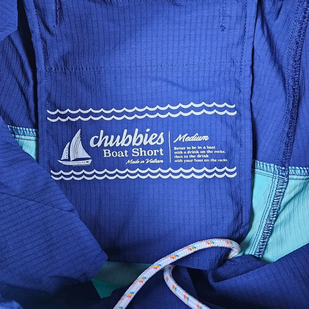 Chubbies Boat Shorts Mens Medium Blue Aqua 5